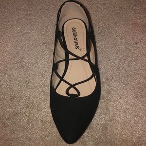 Black lace up flats